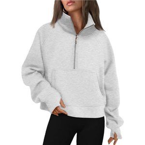 Sweatshirts Half Zip Cropped Pullover Fleece Quarter Zipper Hoodies For Women